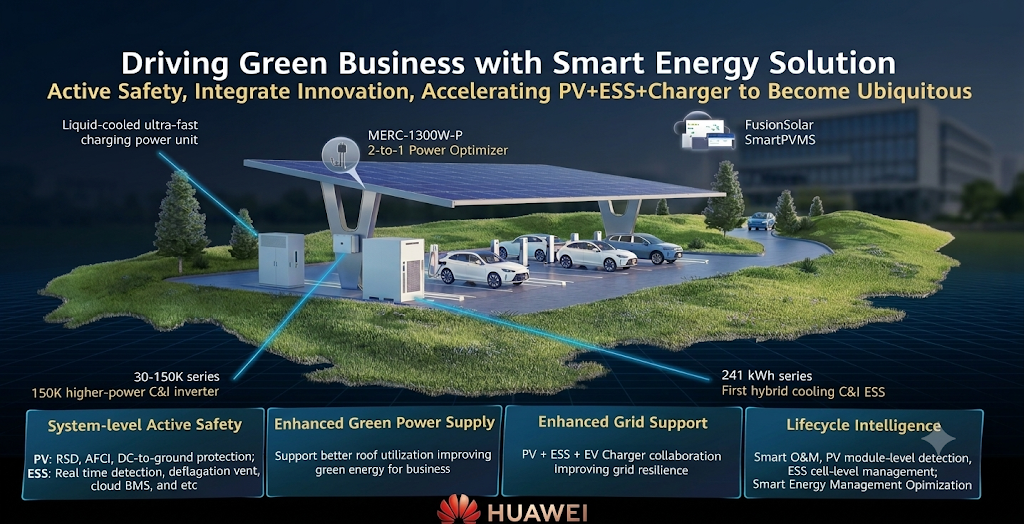 Huawei Digital Power - Driving Green Business with Smart Energy Solution: PV + ESS + Charger One-Fits-All