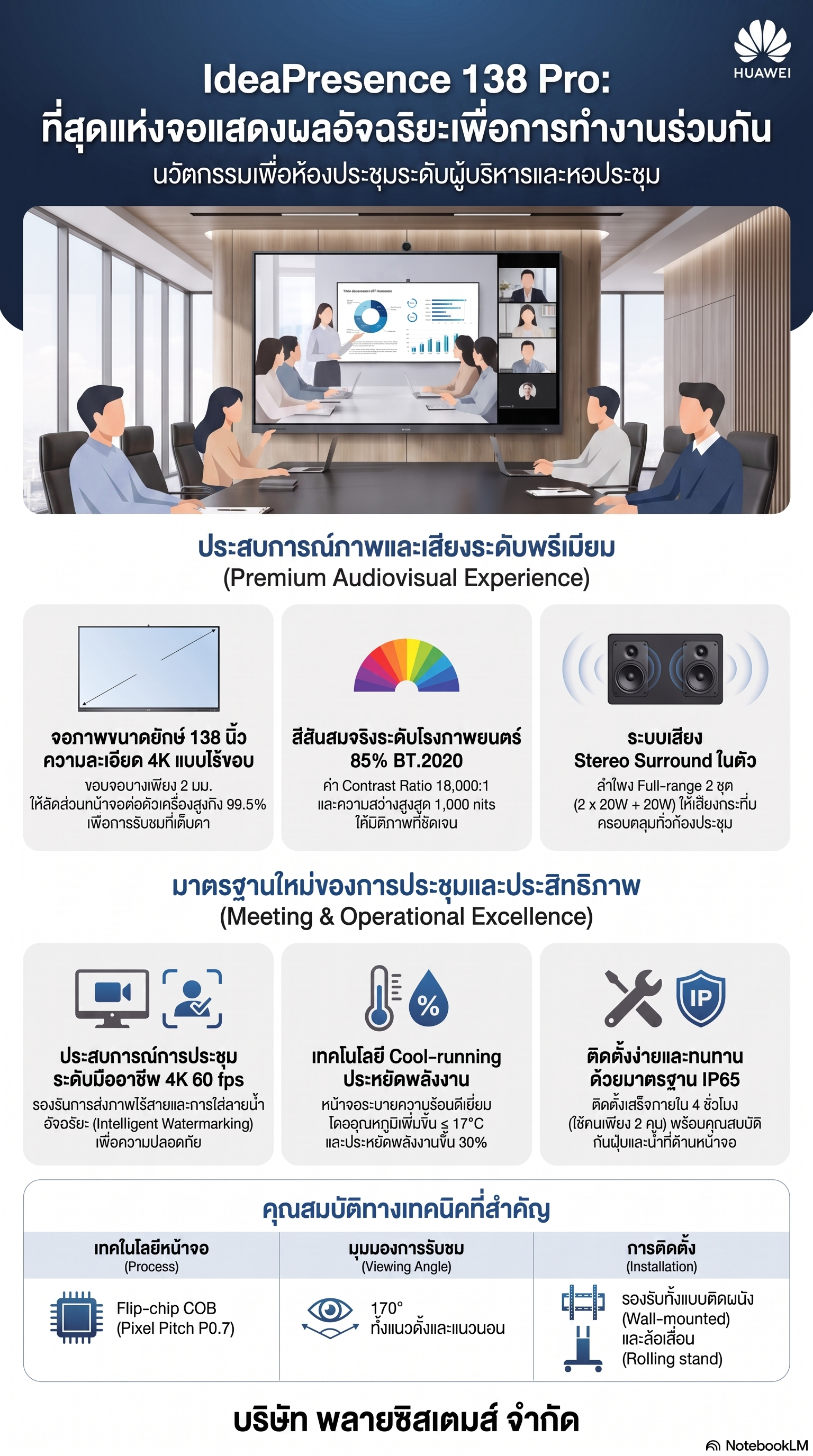 HUAWEI IdeaPresence 138 Pro - ที่สุดแห่งจอแสดงผลอัจฉริยะเพื่อการทำงานร่วมกัน
